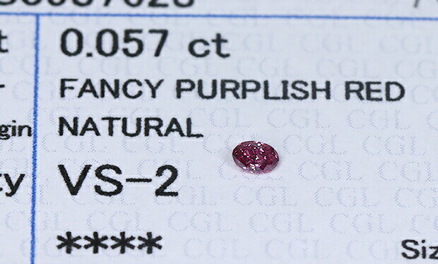 【レッドダイヤ・ルース特別販売】幻のレッドダイヤモンド・ルース / 0.057ct, Fancy Purplish Red, VS-2【中宝研ソーティング付】