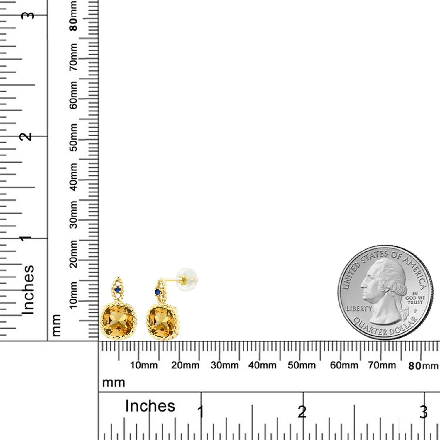 6.03カラット 天然 シトリン ピアス レディース シンセティック サファイア 10金 イエローゴールド K10 天然石 11月 誕生石 ブランド 黄色 大粒 スクエア ロープ おしゃれ ぶら下がり 金属アレルギー対応