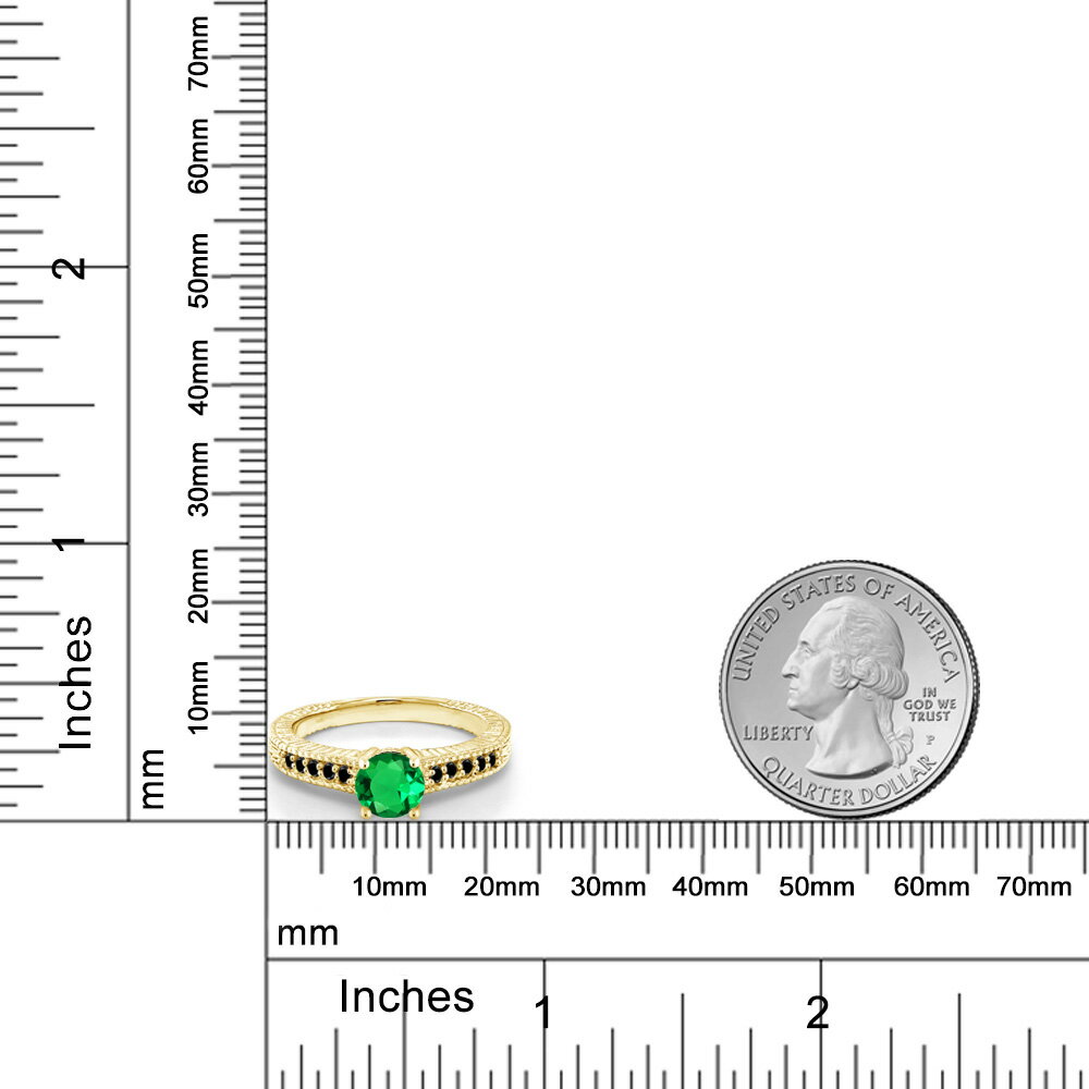 0.94カラット ナノエメラルド 指輪 レディース リング ブラックダイヤモンド イエローゴールド 加工 シルバー925 ブランド おしゃれ 細工 緑 マルチストーン 金属アレルギー対応