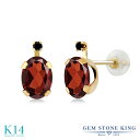 ブランドGem Stone King （ジェムストーンキング）商品名1.81カラット 天然 ガーネット ピアス レディース 天然 ブラックダイヤモンド 14金 イエローゴールド K14 1月 誕生石1.81 Ct Oval Red Garn...