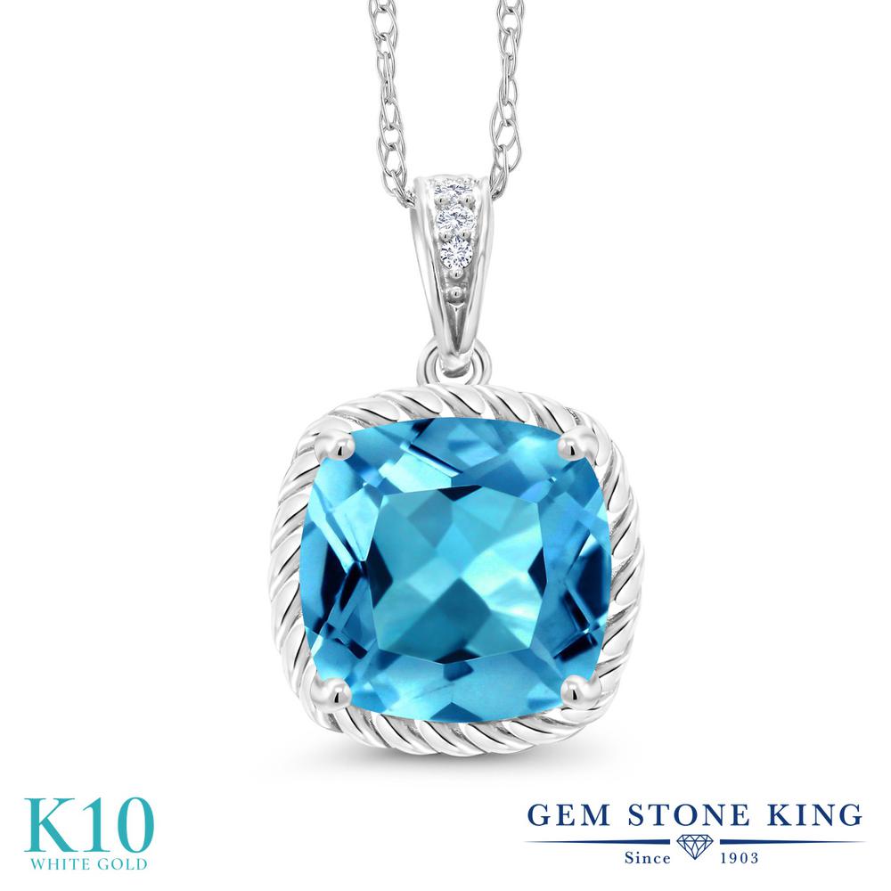 楽天Gem Stone King ジュエリー専門店2.76カラット 天然 スイスブルートパーズ ネックレス レディース ペンダント ダイヤモンド 10金 ホワイトゴールド K10 11月 誕生石 天然石 お守り 誕生日プレゼント 女性 彼女 妻 ブランド 大粒 スクエア ロープ おしゃれ