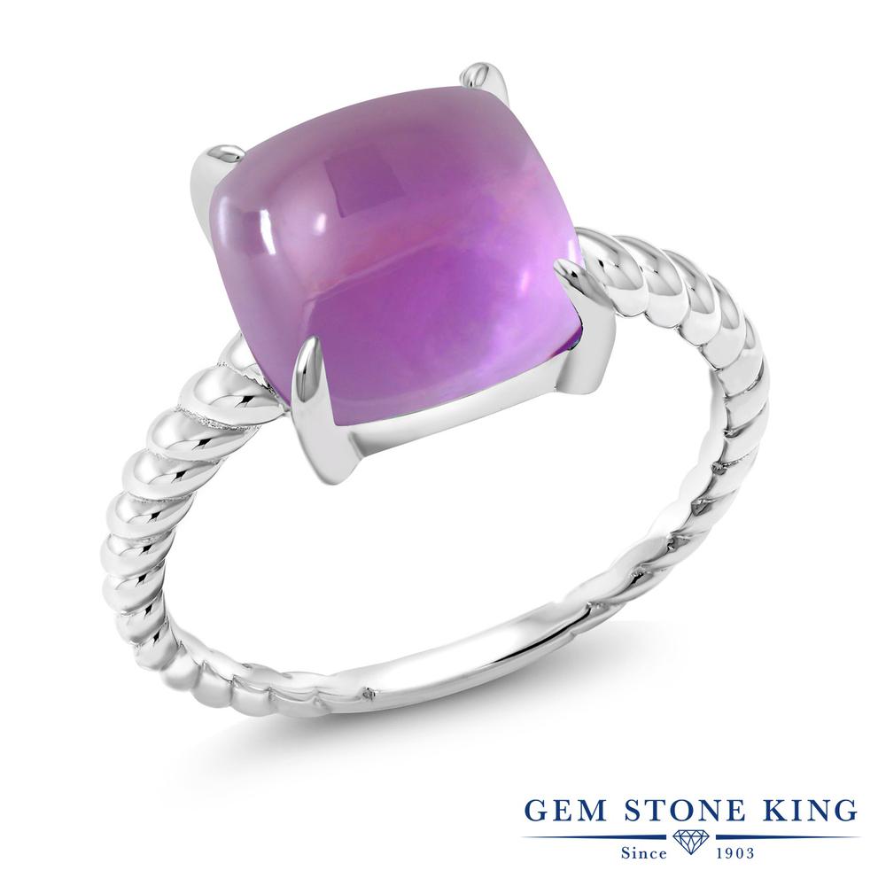 楽天Gem Stone King ジュエリー専門店4.42カラット 天然 アメジスト リング レディース 指輪 シルバー925 2月 誕生石 天然石 お守り 誕生日プレゼント 金属アレルギー対応 アメシスト ブランド 紫 大粒 スクエア ロープ 一粒 細身 おしゃれ ソリティア