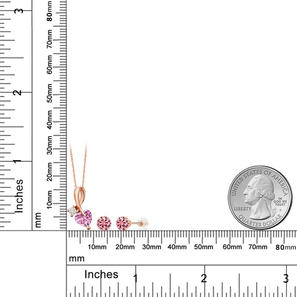 1.9カラット ピンク モアサナイト Charles & Colvard ペンダント＆ピアスセット レディース 10金 ピンクゴールド K10 モアッサナイト クリスマスプレゼント 女性 彼女 妻 誕生日