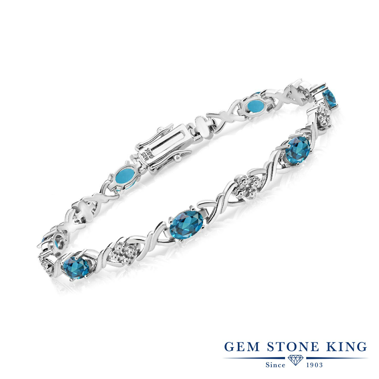 楽天Gem Stone King ジュエリー専門店4.8カラット 天然 ロンドンブルートパーズ ブレスレット レディース シルバー925 11月 誕生石 天然石 お守り 誕生日プレゼント 女性 彼女 妻 ブランド 編み込み おしゃれ