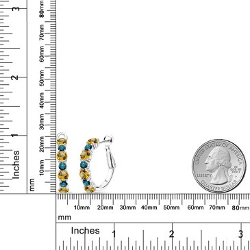 2.65カラット 天然 シトリン ピアス レディース ブルーダイヤモンド シルバー925 天然石 11月 誕生石 ブランド 黄色 小粒 7連 細身 おしゃれ フープ レバーバック 華奢 金属アレルギー対応