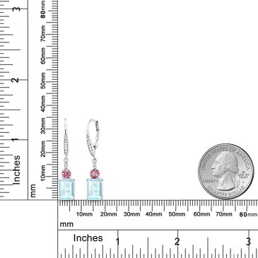 6.03カラット 天然 スカイブルートパーズ ピアス レディース ピンクラボグロウンダイヤモンド シルバー925 天然石 11月 誕生石 ブランド 水色 大粒 四角い おしゃれ ぶら下がり レバーバック 金属アレルギー対応