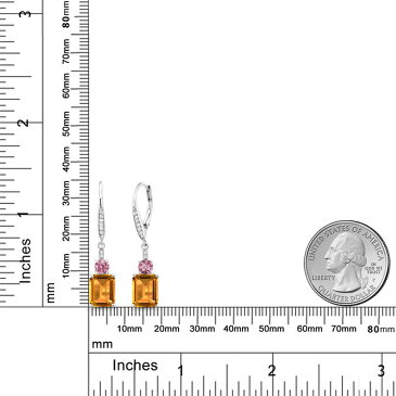5.37カラット 天然 シトリン ピアス レディース ピンクラボグロウンダイヤモンド シルバー925 天然石 11月 誕生石 ブランド 黄色 大粒 四角い おしゃれ ぶら下がり レバーバック 金属アレルギー対応
