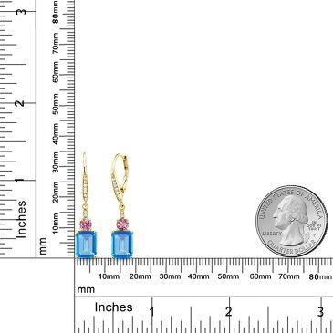 5.72カラット 天然 スイスブルートパーズ ピアス レディース ピンクラボグロウンダイヤモンド イエローゴールド 加工 シルバー925 天然石 11月 誕生石 ブランド 大粒 四角い おしゃれ ぶら下がり レバーバック 金属アレルギー対応