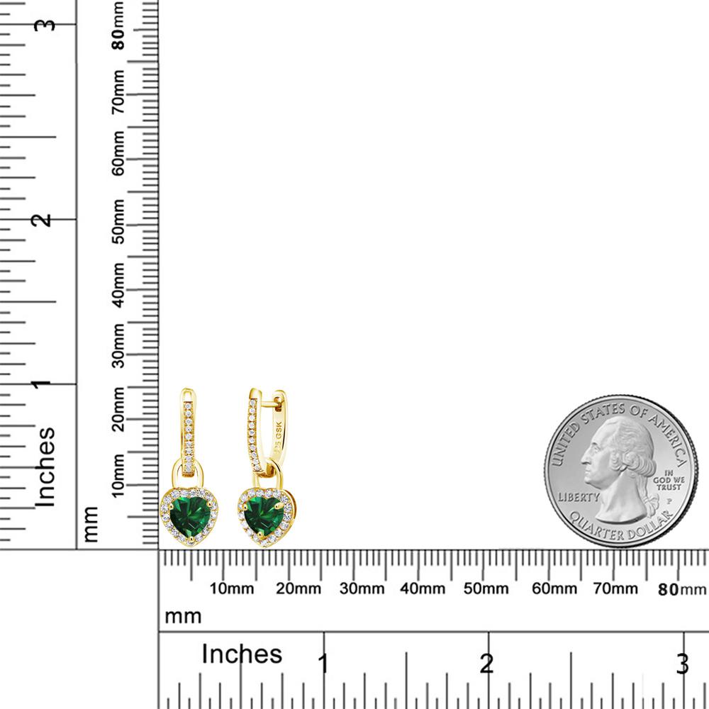 上質驚きの値段 1 9カラット ナノエメラルド ピアス 1 9カラット ハート レディース 合成ホワイトサファイア イエローゴールド 派手 加工 シルバー925 ブランド おしゃれ ハート 緑 派手 レバーバック 金属アレルギー対応 Gem Stone King ジュエリー専門店ピアス