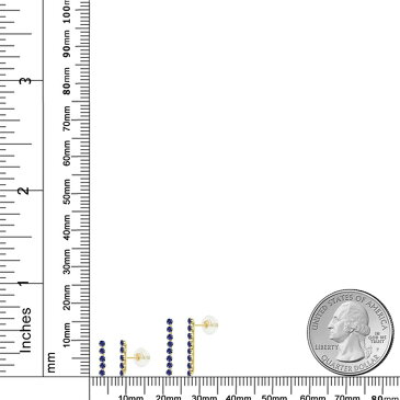 0.52カラット 合成サファイア ピアス レディース 14金 イエローゴールド K14 ブランド おしゃれ 5連 8連 ライン 青 小粒 華奢 細身 小ぶり 小さめ 金属アレルギー対応