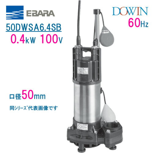 エバラ　樹脂製汚水・雑排水用水中ポンプ　50DWSA6．4SB　0．4kW　100V　60Hz　口径50mm　自動形　フロートスイッチ付　荏原製作所製水中ポンプ　EBARA ダーウィン DOWIN