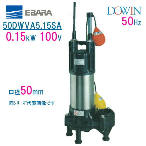 エバラ　樹脂製汚水・汚物用水中ポンプ　50DWVA5．15SA　0．15kW　100V　50Hz　口径50mm　自動形　フロートスイッチ付　荏原製作所製水中ポンプ　EBARA ダーウィン DOWIN