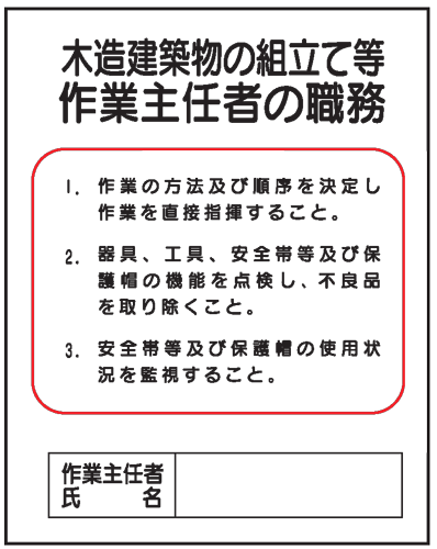 木造建築物の組立て等作業主任者の職務J27　500×400