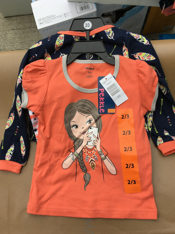 【送料無料】【コストコ】【アウトレット】【訳あり】【最安挑戦】タグ切れ等 PEKKLE 女の子 2PK PJ レッド 柄 TOP&BOTTOM 2/3(日本サイ...