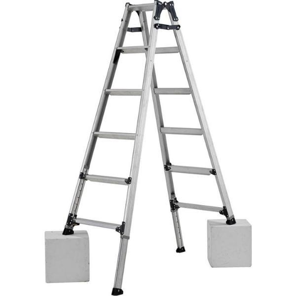 アルインコ 伸縮脚付はしご兼用脚立 PRW180FX 6尺 両面ワイドステップ60mm...