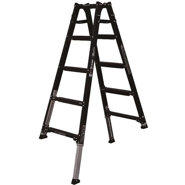 アルインコ 伸縮脚付 はしご兼用脚立 PRW150BK 5尺 両面ワイドステップ60mm ブラック...