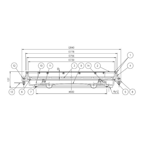 第一機材(DKC) MWPT-5S 化粧蓋 開閉具無し 750用 ステンレス目地 密閉形 二重蓋 充填深さ44mm 適用荷重T-2 マンホールカバー 02444170【受注生産品】