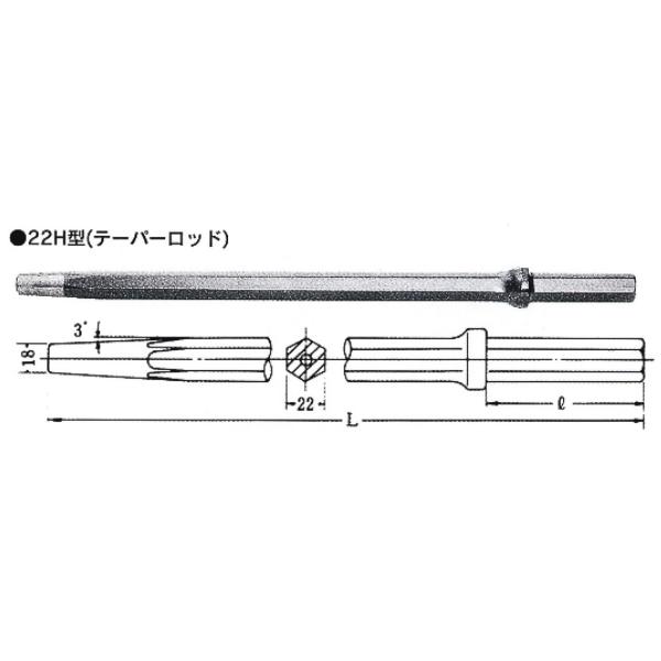 平戸金属 22HS-1.2 削岩機用テーパーロッド ショートシャンク 1200mm 3