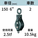 アルプス滑車《強力型》スナッチブロック オーフ式2車 サイズ:150 x 2SO 送料無料 コンドーテック