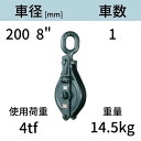 アルプス滑車《強力型》スナッチブロック オーフ式1車 サイズ:200 x 1SO 送料無料 コンドーテック