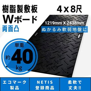 Wボード1219mm×2438mm 両面凸 20mm厚 4尺×8尺 プラスチック敷板 樹脂製敷板 プラシキ プラ敷板 プラ敷き ダイコク板 ジュライト 農園 畜産 養生敷板 でこぼこ 農道 あぜ道 砂利 ぬかるみ 送料無料