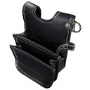フジ矢 建築薄型腰袋 2段 黒金 AB-42BG Light PU Leather シリーズ(4)