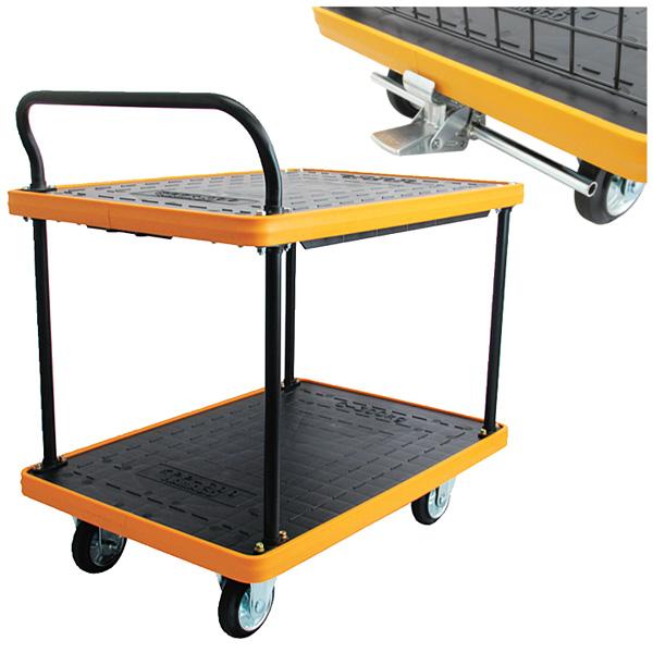 Rakuten - ハマコS.S 2段片袖ハンドル樹脂台車 KPP-304YB ブレーキ付 積載荷重300kg