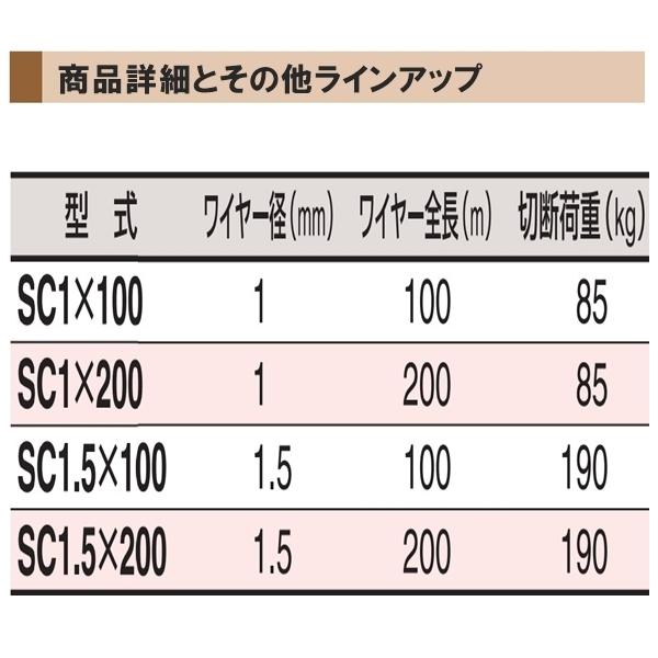 スリーエッチ ステンレスワイヤーロープ SC1×200 ボビン巻 ワイヤー径1mm ワイヤー全長200m HHH