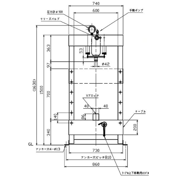 現場にGOのマサダ製作所 MHP-15 15TON 手動式門型矯正油圧プレス｜アングル2