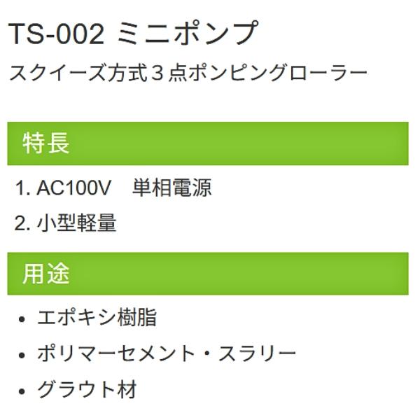 友定建機 TS-002 ミニポンプ スクイーズポンプ グラウト スラリー エポキシ樹脂 注入 圧送 小型 100V genbashizai-10018838 現場にGO サンプル画像2