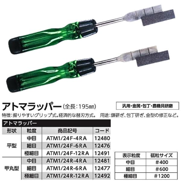 ツボ万 アトマラッパー用替刃 アトマミニ 甲丸型 極細目 #1200 ATM1/24R-12C サイズ12.2×43×1.0mm 汎用・金属・包丁・農機具研磨 TSUBOMAN