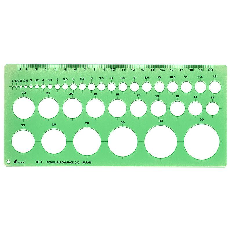 【メール便発送可】シンワ測定 66004 テンプレート TB－1 円定規（中）※メール便をご希望の方は、ご注文手続画面の配送方法より「追跡可能メール便」をご選択ください。