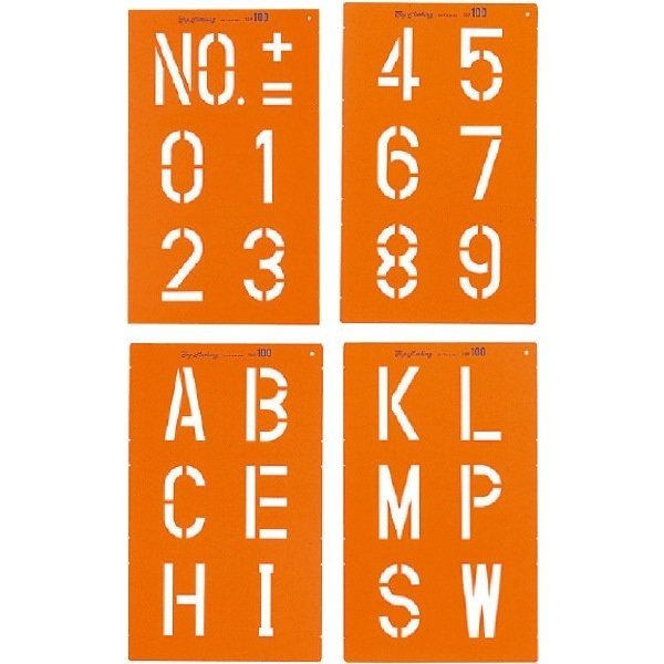 SK|TAIHEI 大平産業 トップマーキング TOP-100 文字高100mm 4枚組（数字・記号2種） 【マーキングシート/スプレーシート/測量/土木/建築/工事現場】