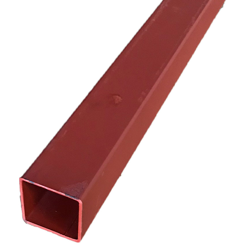 鉄　スチール　角パイプ　厚さ2.3ミリ×50ミリ×50ミリ　長さ1.5m　重さ約5kg　赤塗装　※普通の鉄の四角いパイプです。※材質状錆が浮いて..