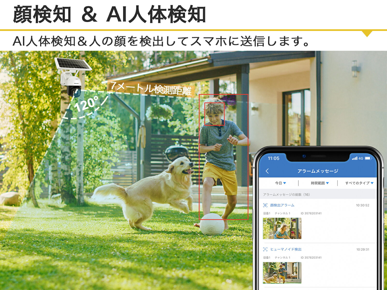 防犯カメラ 屋外 ソーラー Genbolt 7w出力ソーラーパネル バッテリー内蔵 300万画素 カラー暗視 動体検知 Ip66防水 防犯灯カメラ センサーライト 完全無線 工事不要 留守 車上荒らし ワイヤレス 家庭用 監視カメラ Wifi パンチルト 顔認証 人体検知 双方向通話 遠隔 暗視