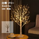 【1点20%OFF2点30%OFF】 クリスマスツリー ブランチツリー 北欧 白樺 LED 60cm クリスマス インテリア イルミネーション ライト ナチュラル オシャレ おしゃれ ヌードツリー シンプル 枝ツリー 卓上 クリスマス 電池式 USB タイマー スリムツリー 室内 プレゼント
