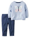 カーターズ ベビー 綿100% ニット&パンツ 2点セット ガールズ バタフライ セットアップ 女の子 正規品 ちょうちょ レギンス パンツ ベビー服 お得 人...