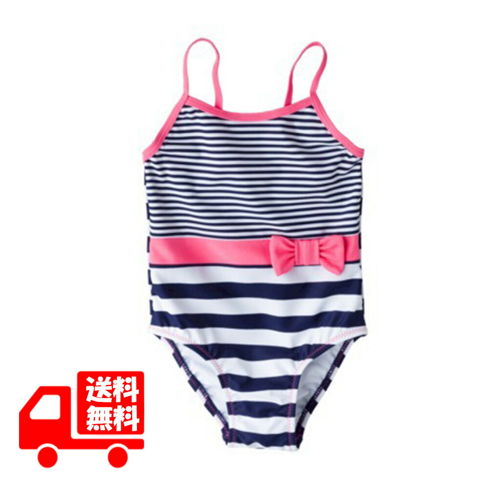 ブラックフライデー★セール こども 水着 女の子 ワンピース ciRco ボーダー&リボン スイミング ピンク ネオン 水泳教室 アメリカ直輸入 ボーダー スイミング セール