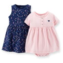 【サマーセール★¥3,580→¥2,800】カーターズ ベビー 半袖 ワンピース ハート&ボーダー 2点セット Tシャツ 女の子 ギフト 出産祝い カバーオール ロンパース お得 人気 Carter's アメリカ直輸入 肌着 ベビー服 かわいい ギフト おうち用
