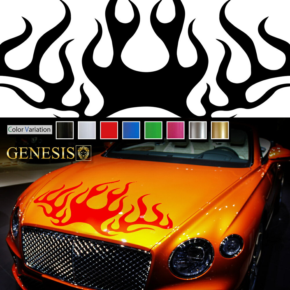車 ステッカー かっこいい デカール ボンネット カッティング 炎 トライバル スポーティ カスタム ライン フロント 大きい カーステッカー バイナルグラフィック ドレスアップ 送料無料 GENESIS 正規品 front08