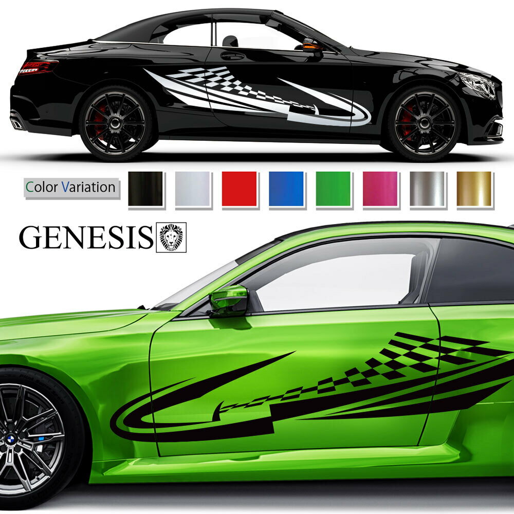 チェッカー サイド デカール 車 ステッカー バイナルグラフィック JDM USDM スポコン ドリフト ワイル..