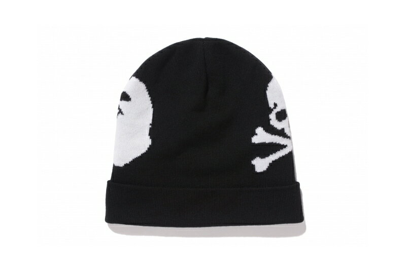 A BATHING APE × MASTERMIND JAPAN/KNIT CAP[black]BAPE レザー キャップ 2016年モデル