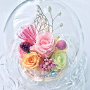 NEW ダイアナ welzo ウェルゾ オリジナル品 プリザーブドフラワー 薔薇3輪 ガラスドーム パステルMIX