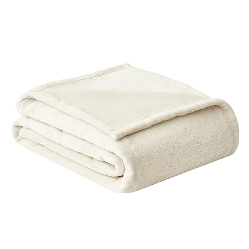 毛布 膝掛け シングル ブランケット ぶらんけっと 140x200cm おしゃれ ホワイト 白 洗える 春夏用 フランネル もうふ マイクロファイバー フリース 薄手