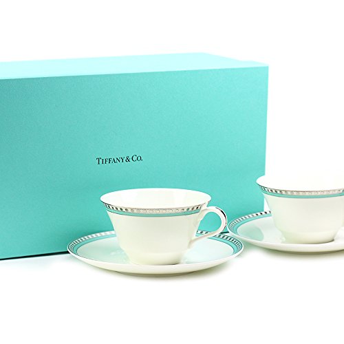 ティファニー TIFFANY&Co カップ ペアカップ プラチナ ブルー バンド カップアンドソーサー