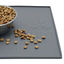 MKUTO ペットマット 猫 犬 食事マット シリコン製 給餌マット 猫砂マット トイレトレーマット 滑り止め 溢れ止め 撥水 防水 防汚 丸洗い(48x 30cm,グレー)