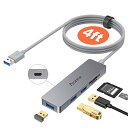 Aceele超薄型6合1 USB 3.0ハブ、1.2 m延長ケーブル、Micro USB電源ポート、3*USB 3.0 A、Micro SD/SDスロット5 Gbps超高速で、MacBoo