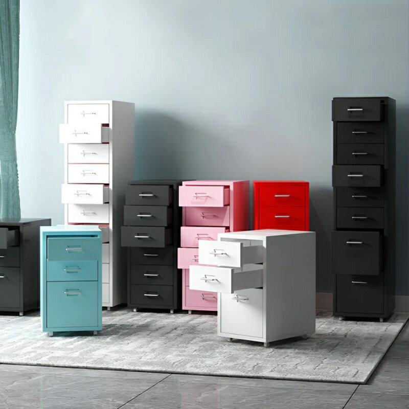 【在庫処分】オフィス家具　キャスター付き　スチール材　冷間加工　頑丈　耐久性　取っ手付き　キャスター　カードホルダー　チェスト　キャビネット　収納　引き出し　シンプル　大容量　5段　実用　ブラック