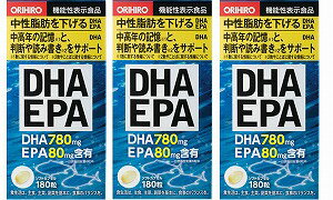 □特徴中性脂肪を下げる DHA EPA中高年の記憶※1と、判断や読み書き※2をサポート DHA※1 数に関する情報について※2 数やことばに関する情報についてDHA780mg EPA80mg 含有一日摂取目安量6粒中ソフトカプセル＜届出表示＞本品にはDHA・EPAが含まれます。DHA・EPAには中性脂肪を低下させる機能が報告されています。また、DHAには、中高年の認知機能の一部である、日常生活における数に関する情報の記憶と、数やことばに関する情報の判断や読み書きをサポートする機能があることが報告されています。(※)※本品に配合しているDHAには、認知機能を向上する機能は確認しておりません。□表示成分＜原材料＞DHA・EPA含有精製魚油、ビタミンE含有植物油/ゼラチン、グリセリン、加工でん粉＜栄養成分表示＞製品6粒(6粒3066mg/ゼラチンカプセルを含む)中熱量・・・22.5kcalたん白質・・・0.65g脂質・・・2.13g炭水化物・・・0.2g食塩相当量・・・0〜0.01g○機能性関与成分製品6粒(6粒3066mg/ゼラチンカプセルを含む)中DHA・・・780mgEPA・・・80mgDPA(ドコサペンタエン酸)・・・18mg□用法・用量/使用方法＜食べ方＞●一日に6粒を目安に水またはお湯と共にお召し上がりください。メーカーコメント集中力や判断力が必要な方、うっかりが気になり始めた方に。実績のある素材を使用したサプリメント。機能性関与成分としてDHA・EPAを配合した機能性表示食品。DHAとEPAは中性脂肪が気になる方に、DHAは記憶や判断・読み書きが気になる中高年におすすめ。