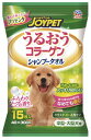 【キャッチコピー】汚れ・においスッキリ拭きとる！なめても安心！【商品特徴】・拭くだけで、汚れ・においスッキリ！・2つのコラーゲンで皮ふ・被毛がしっとりうるおい、輝く。・なめても安心な洗浄成分(食品添加物)を使用。・拭くことでハウスダスト・花粉ケア＋除菌。・使いやすい厚手のやわらかメッシュ。・ふんわりソープの香り。【材質/素材】素材：レーヨン系不織布成分：水、グリコール類、ヒアルロン酸Na、防腐剤、界面活性剤、滑沢剤、塩化セチルピリジニウム、海洋性加水分解コラーゲン由来成分、ヒドロキシプロピル加水分解コラーゲン成分、香料、ユーカリ葉エキス、プラセンタエキス(豚由来)【原産国または製造地】日本【商品使用時サイズ】シートサイズ：40×30cm【諸注意】さだめられた用法を厳守し、用途以外に使用しないこと。